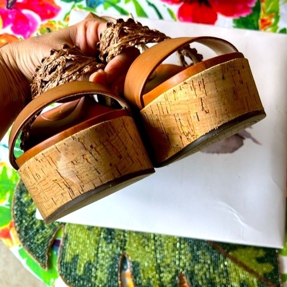 Brand New Jessica Simpson Callri Wedge Sandals Woven Raffia Cork Platform Ankle - Picture 10 of 16